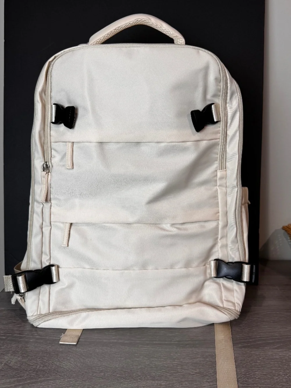 Coofay Beige Travel Backpack Airline Approved Trolley Underseat Overhead
